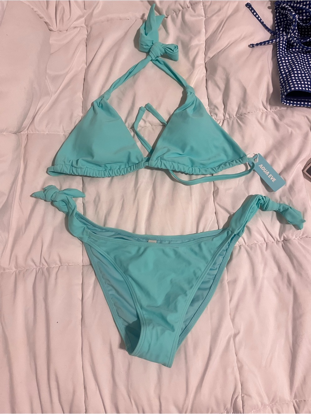 Aqua Eve Women's Tie-Side Triangle Bikini in Aqua